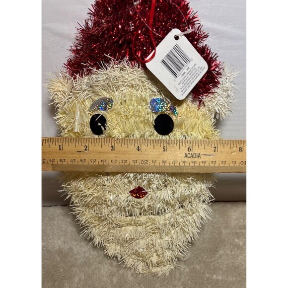 Decorative Santa Tinsel Face Wall Hanging 12 X 7" - Picture 6 of 6